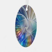 フローラファンタジー、カラフル抽象芸術フラクタル花 メタルオーナメント (正面右)