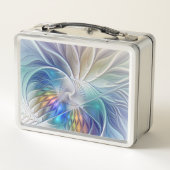 フローラファンタジー、カラフル抽象芸術フラクタル花 メタルランチボックス (裏面)