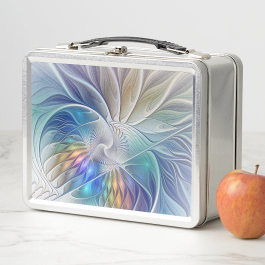 フローラファンタジー、カラフル抽象芸術フラクタル花 メタルランチボックス (インサイチュ)