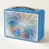 フローラファンタジー、カラフル抽象芸術フラクタル花 メタルランチボックス (裏面)