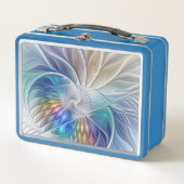 フローラファンタジー、カラフル抽象芸術フラクタル花 メタルランチボックス (正面)