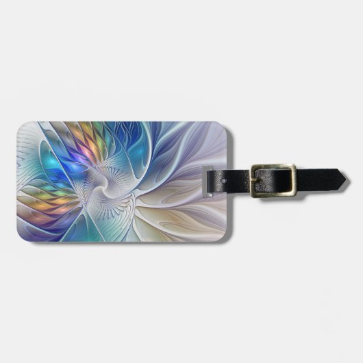 フローラファンタジー、カラフル抽象芸術フラクタル花 ラゲッジタグ (正面横)