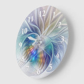 フローラファンタジー、カラフル抽象芸術フラクタル花 ラージ壁時計 (傾斜)