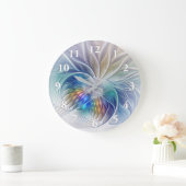 フローラファンタジー、カラフル抽象芸術フラクタル花 ラージ壁時計 (ホーム)