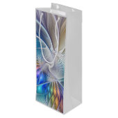 フローラファンタジー、カラフル抽象芸術フラクタル花 ワインギフトバッグ (裏面アングル)