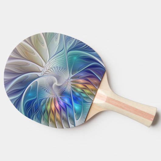 フローラファンタジー、カラフル抽象芸術フラクタル花 卓球ラケット (横)