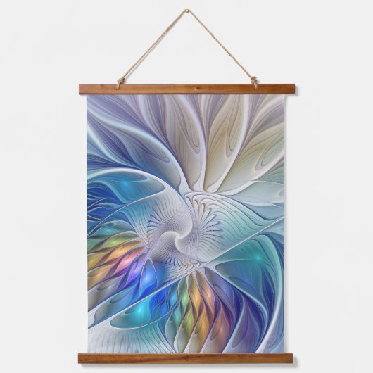 フローラファンタジー、カラフル抽象芸術フラクタル花 吊り下げ型タペストリー (正面)