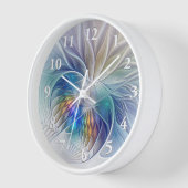 フローラファンタジー、カラフル抽象芸術フラクタル花 壁時計 (傾斜)