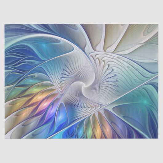 フローラファンタジー、カラフル抽象芸術フラクタル花 薄葉紙 (正面)