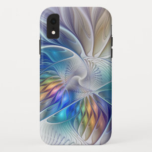 フローラファンタジー、カラフル抽象芸術フラクタル花 iPhone XRケース