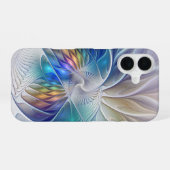 フローラファンタジー、カラフル抽象芸術フラクタル花 iPhone 16ケース (裏面横)