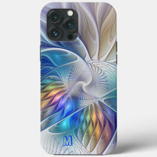フローラファンタジー、抽象芸術フラクタル花モノグラム iPhone 13 PRO MAXケース