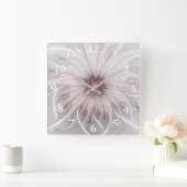 フローラファンタジー、抽象芸術モダンパステルフラワー スクエア壁時計 (ホーム)