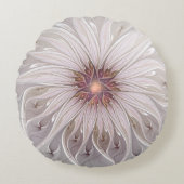 フローラファンタジー、抽象芸術モダンパステルフラワー ラウンドクッション (正面)