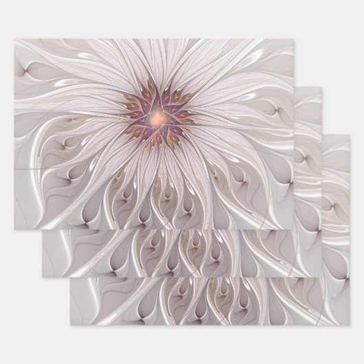 フローラファンタジー、抽象芸術モダンパステルフラワー ラッピングペーパーシート (セット)