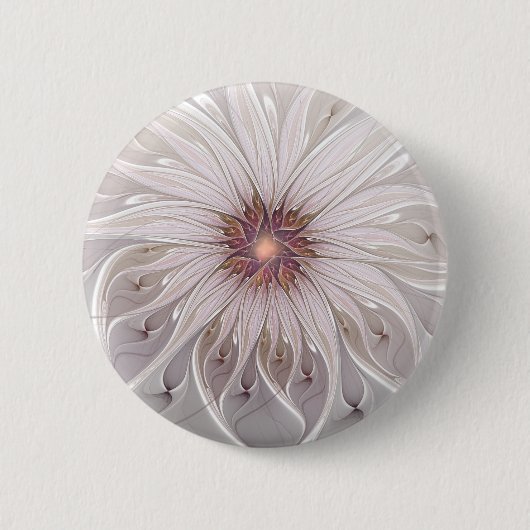 フローラファンタジー、抽象芸術モダンパステルフラワー 缶バッジ (正面)