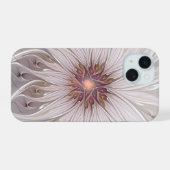 フローラファンタジー、抽象芸術モダンパステルフラワー iPhone 15ケース (裏面横)