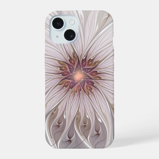 フローラファンタジー、抽象芸術モダンパステルフラワー iPhone 15ケース (裏面)