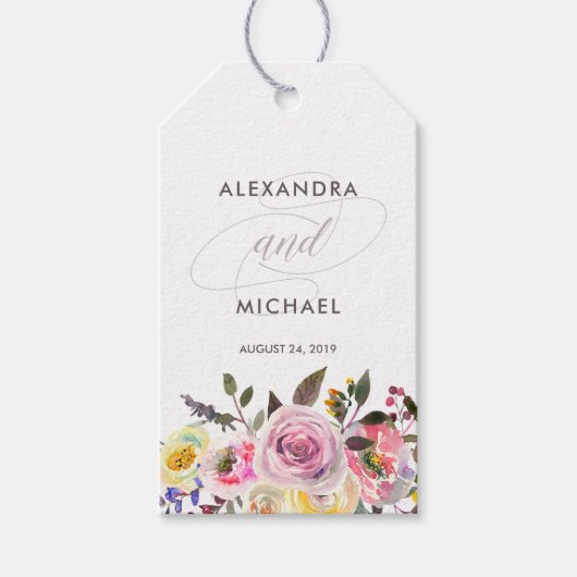 フローラファンタジー |水モダン色結婚式の引き出物 ギフトタグ (正面)