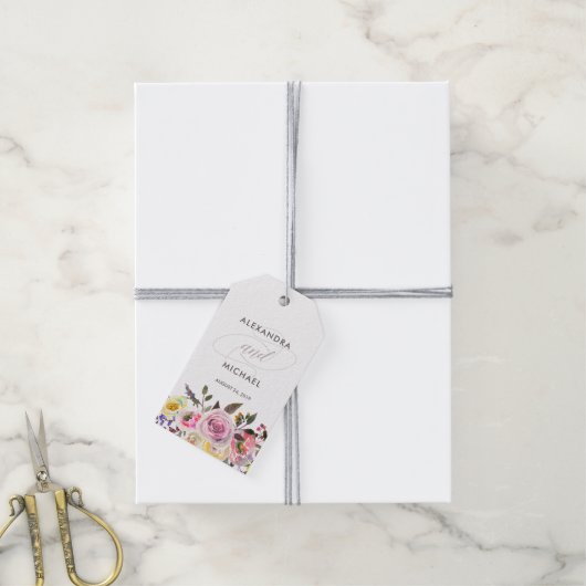 フローラファンタジー |水モダン色結婚式の引き出物 ギフトタグ (より糸付き)