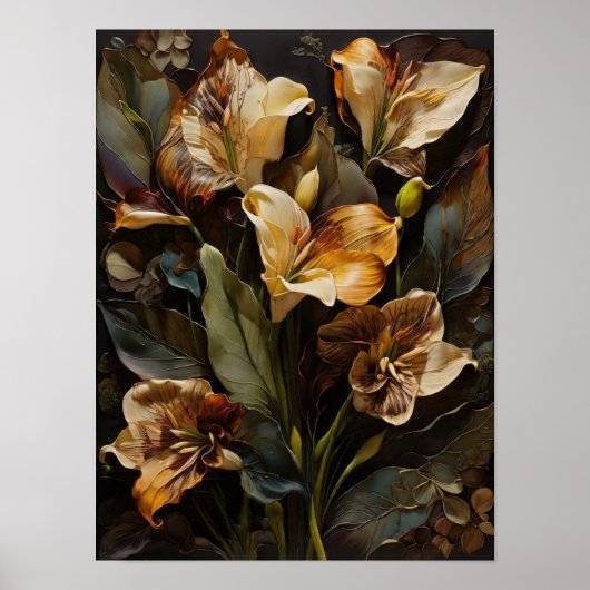 フローラファンタジー- flowers digital art poster ポスター (正面)