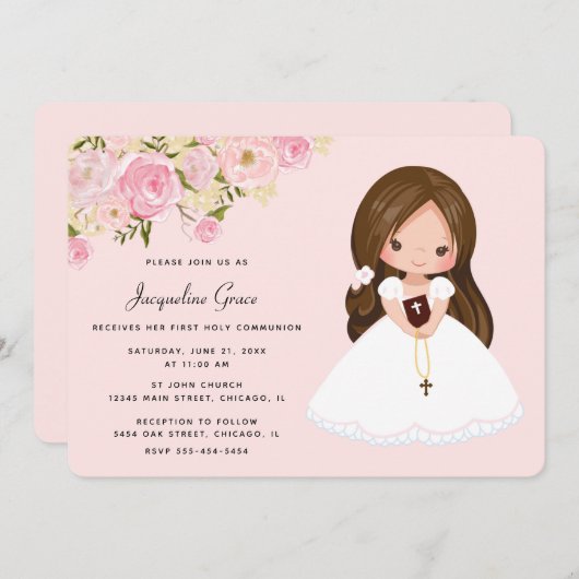 フローラファーストコミュニオン招待状 招待状 (正面/裏面)