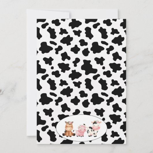 フローラファームと牛プリントとアーチ誕生日 招待状 (裏面)