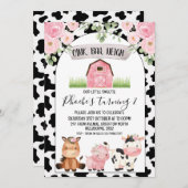 フローラファームと牛プリントとアーチ誕生日 招待状 (正面/裏面)