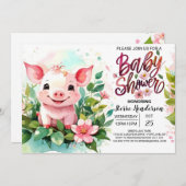 フローラファームアドベンチャーピグレットズベビーシャワー 招待状 (正面/裏面)