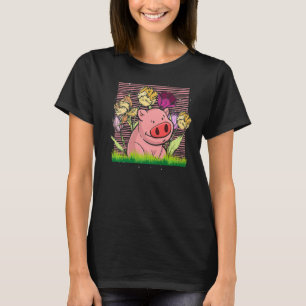 フローラファームアニマル農家農業フラワーズブタ Tシャツ