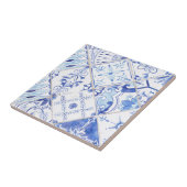 フローラファームハウスブルーホワイトヴィンテージ タイル (側面)