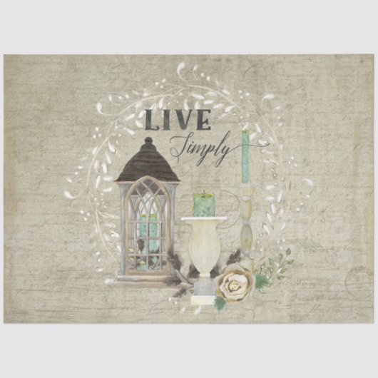 フローラファームハウスランタンエフェメラウッドデクページ 薄葉紙 (正面)