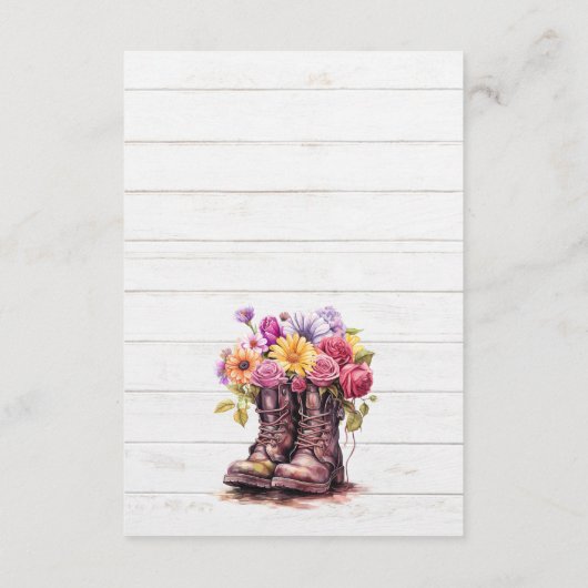 フローラファームブーツ素朴カントリーウェディング詳細 エンクロージャーカード (裏面)