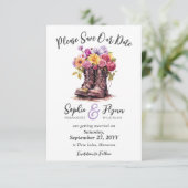 フローラファームブーツ素朴カントリーウェディング セーブザデート (スタンド正面)