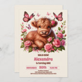 フローラファームホーリーカウハイランド1歳の誕生日 招待状 (正面/裏面)