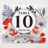 フローラファーンレッドピンクパープルラベンダーブラックフローラ スパークリングワインラベル (シングルラベル)