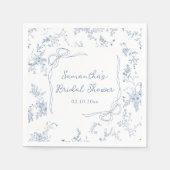 フローラフアイーブルーボウブライダルシャワー スタンダードカクテルナプキン (正面)