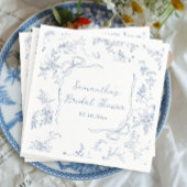 フローラフアイーブルーボウブライダルシャワー スタンダードカクテルナプキン