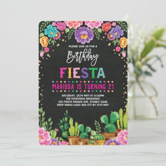 フローラフィエスタバースデーパーティメキシコフラワー招待状 招待状 (スタンド正面)