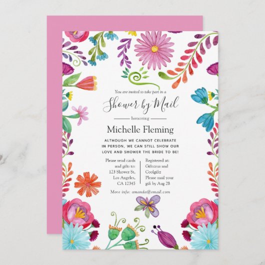 フローラフィエスタブライダルまたはベビーシャワーbyメール 招待状 (正面/裏面)