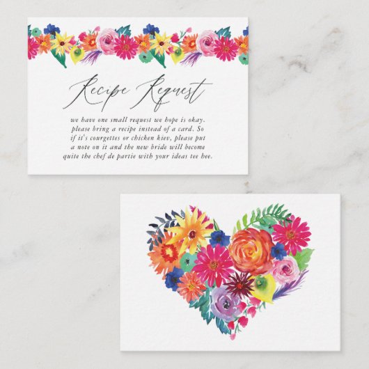 フローラフィエスタブライダルシャワーレシピ要求 エンクロージャーカード (正面/裏面)