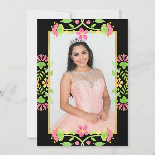フローラフィエスタブラック金ゴールドキンセアニェラ写真 招待状 (裏面)