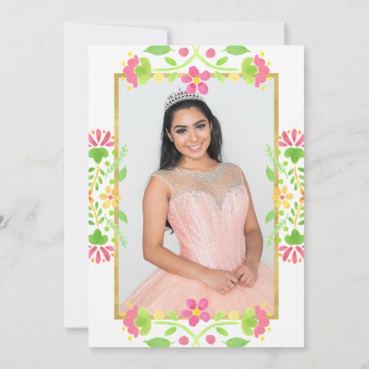 フローラフィエスタホワイト金ゴールドキンセアニェラ写真 招待状 (裏面)