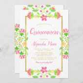 フローラフィエスタホワイト金ゴールドキンセアニェラ写真 招待状 (正面/裏面)
