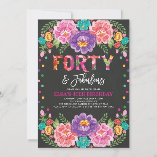 フローラフィエスタ40&素晴らしい女性40歳誕生日 招待状 (正面)