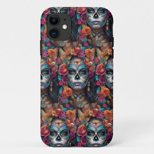 フローラフィエスタ：女性の抱擁Dia de los Muertos Case-Mate iPhoneケース (裏面)