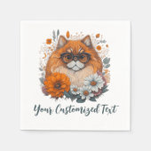 フローラフィン:ペルシャ猫の開花園 スタンダードカクテルナプキン (正面)