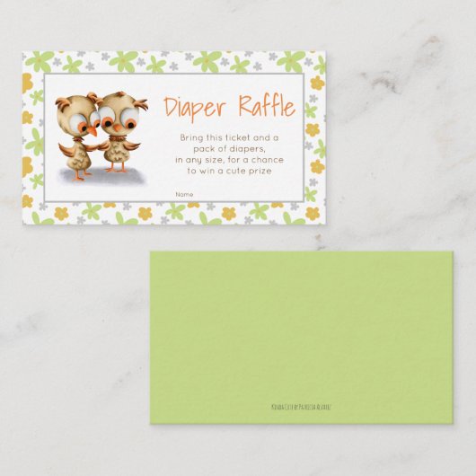 フローラフイルス赤ちゃんシャワーおむつラッフル エンクロージャーカード (正面/裏面)