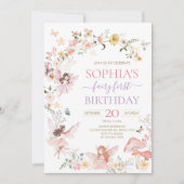 フローラフェアリーの最初の誕生日パーティーの招待 招待状 (正面)