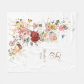 フローラフェアリーエレガントガーデンモノグラムガール子供部屋 フリースブランケット (正面(横))